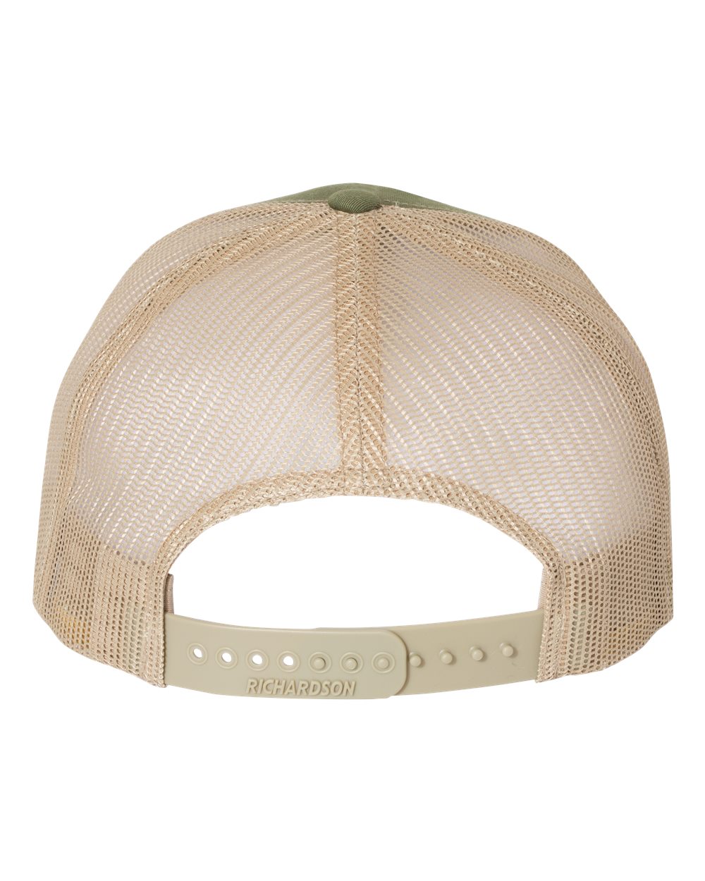 Rear View of Army Olive Green/ Tan Five-Panel Trucker Cap - 112FP