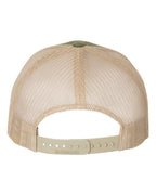 Rear View of Army Olive Green/ Tan Five-Panel Trucker Cap - 112FP