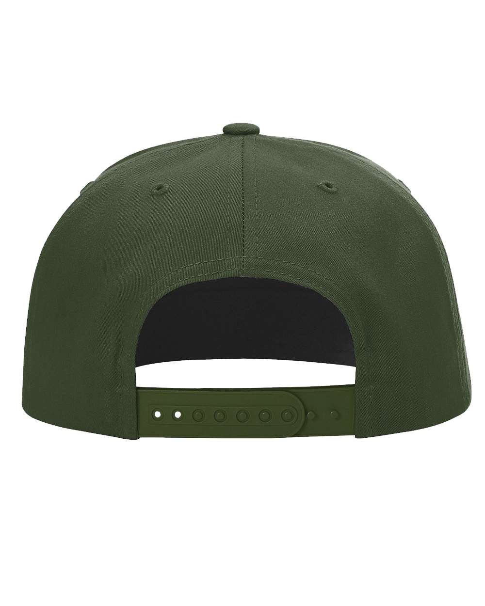 Rear View of Army Olive Pinch Front Structured Snapback Trucker Cap - 255