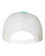 Rear View of Aruba Blue/ Birch Low Pro Trucker Cap - 115