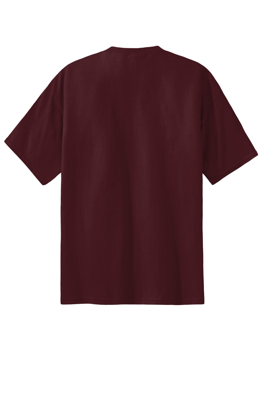 Rear View of Ath. Maroon Port & Co Essential Tee. PC61