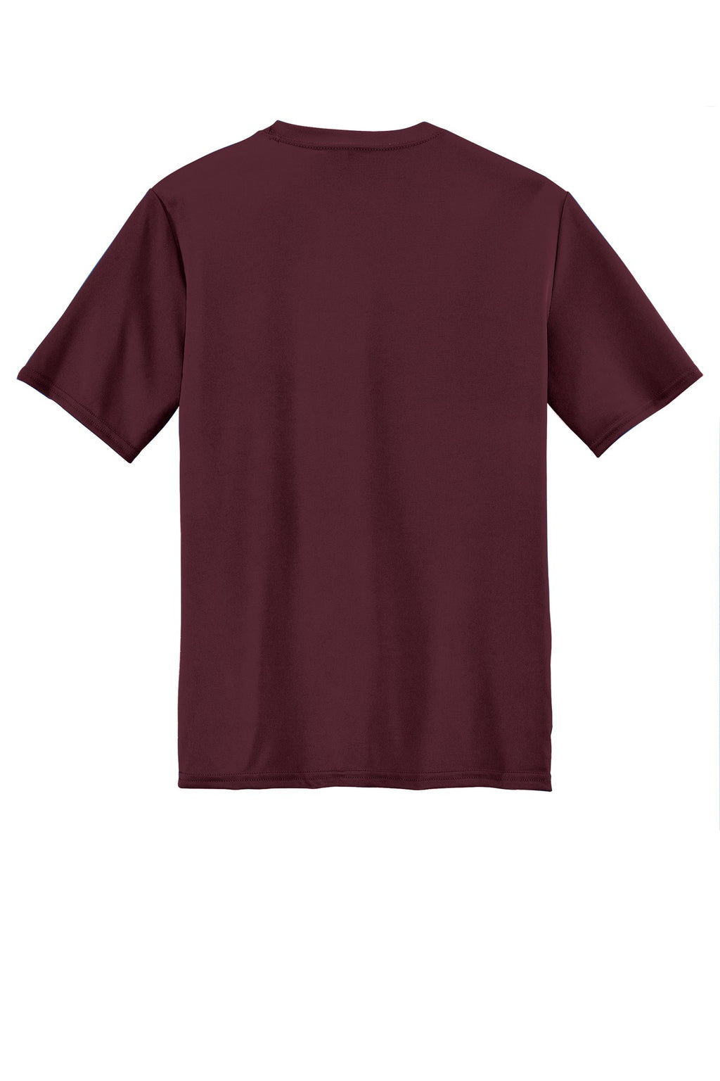 Rear View of Ath Maroon Port & Co Youth Performance Tee. PC380Y