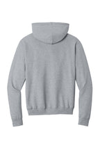 Rear View of Athletic Hthr Port & Co Core Fleece Pullover Hooded Sweatshirt. PC78H