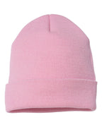 Rear View of Baby Pink Cuffed Beanie - 1501KC