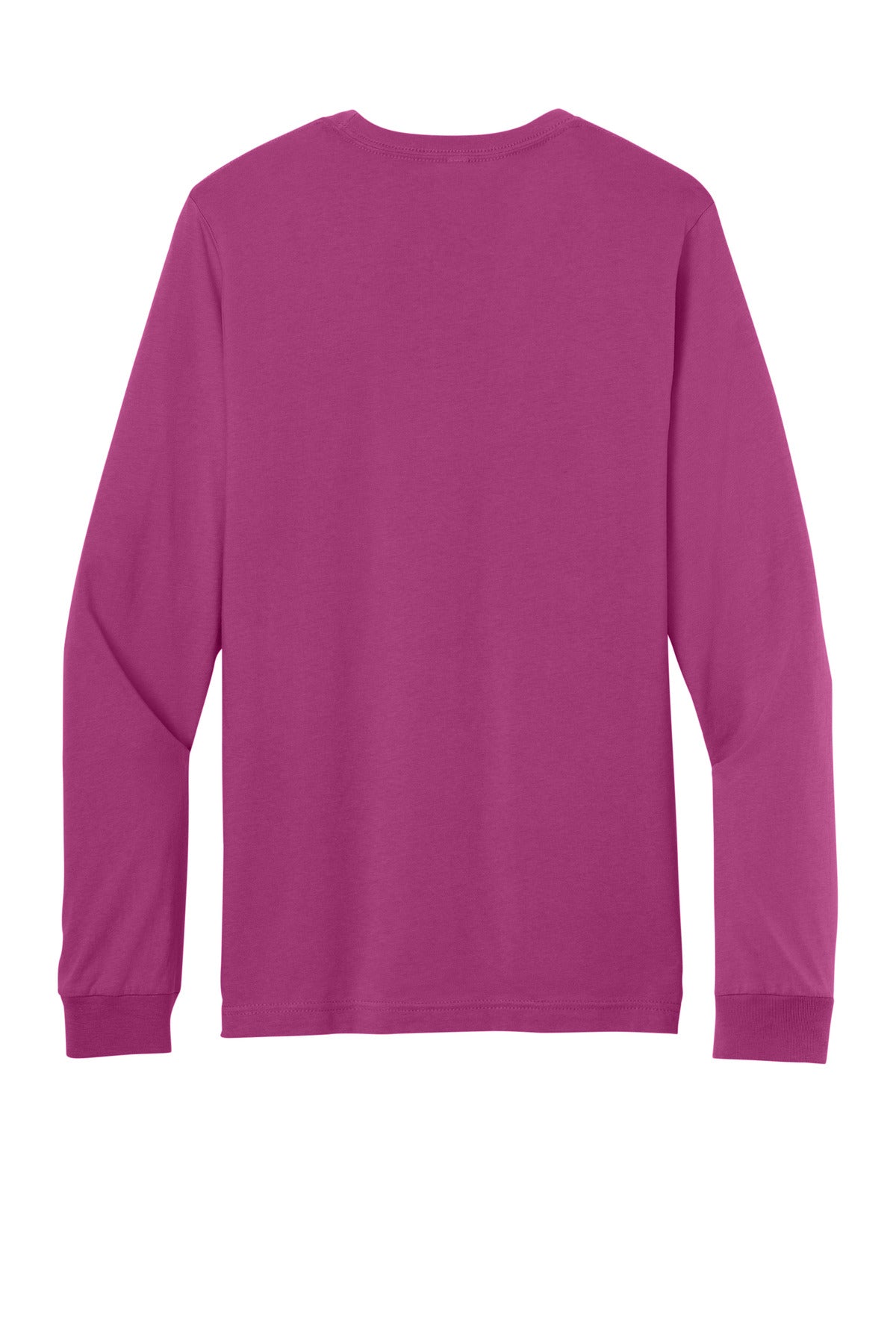 Rear View of Berry BELLA+CANVAS Unisex Jersey Long Sleeve Tee. BC3501