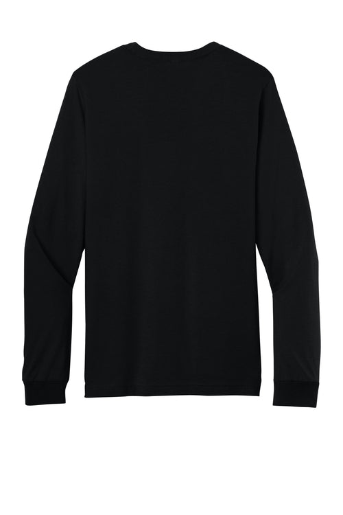 Rear View of Black BELLA+CANVAS Unisex Jersey Long Sleeve Tee. BC3501