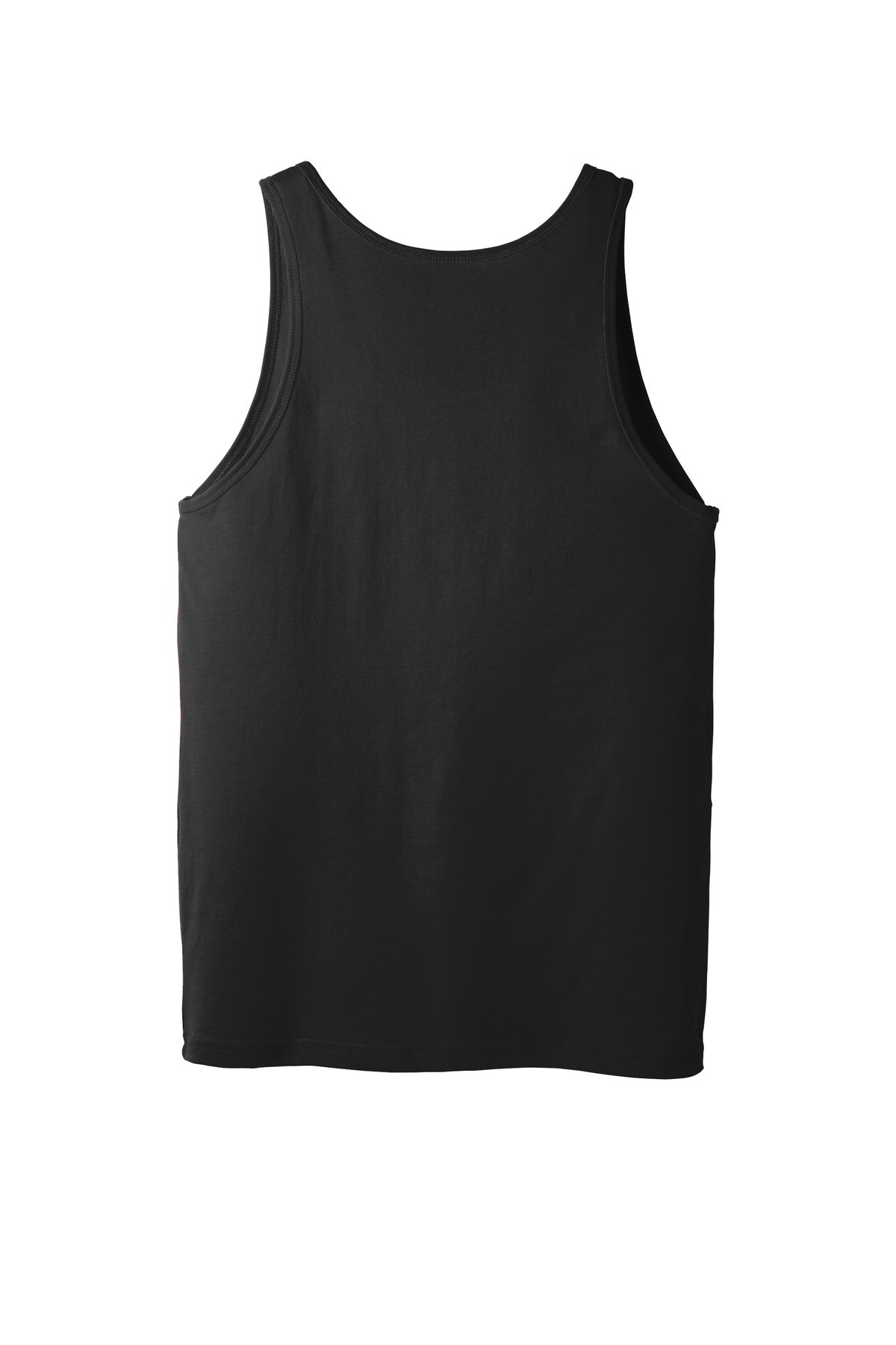 Rear View of Black BELLA+CANVAS Unisex Jersey Tank. BC3480