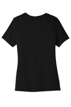 Rear View of Black BELLA+CANVAS Women's Relaxed Jersey Short Sleeve Tee. BC6400
