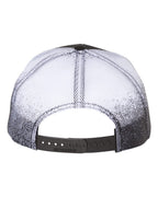 Rear View of Black/ Black to White Fade Printed Mesh Trucker Cap - 112PM