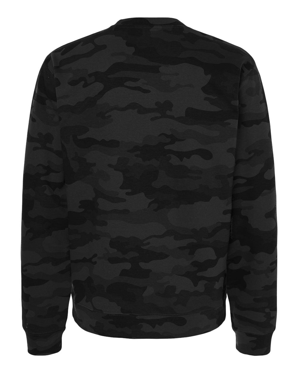 Rear View of Black Camo Midweight Crewneck Sweatshirt - SS3000