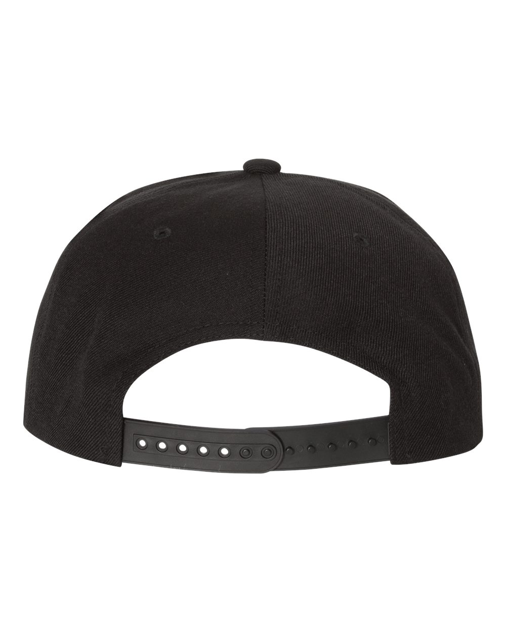 Rear View of Black/ Camo Premium Flat Bill Snapback Cap - 6089M