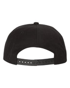 Rear View of Black/ Camo Premium Flat Bill Snapback Cap - 6089M