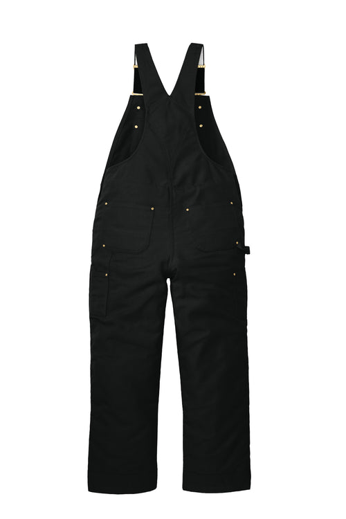 Rear View of Black Carhartt Firm Duck Insulated Bib Overalls CT106672