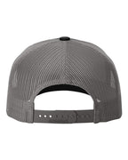 Rear View of Black/ Charcoal Five-Panel Trucker with Rope Cap - 112FPR
