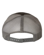 Rear View of Black/ Charcoal Garment-Washed Trucker Cap - 111