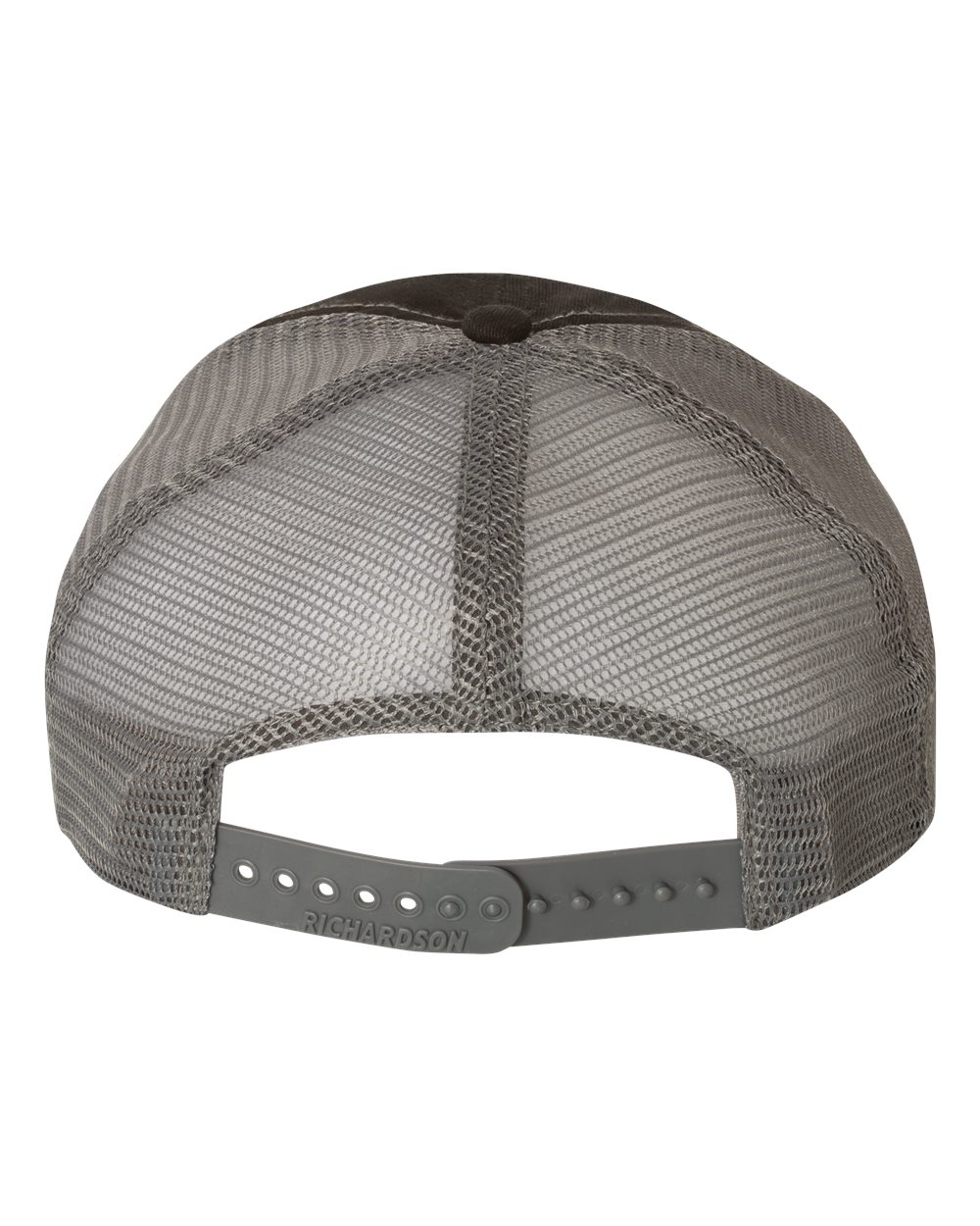 Rear View of Black/ Charcoal Garment-Washed Trucker Cap - 111