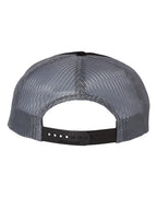 Rear View of Black/ Charcoal Troutdale Corduroy Trucker Cap - 930