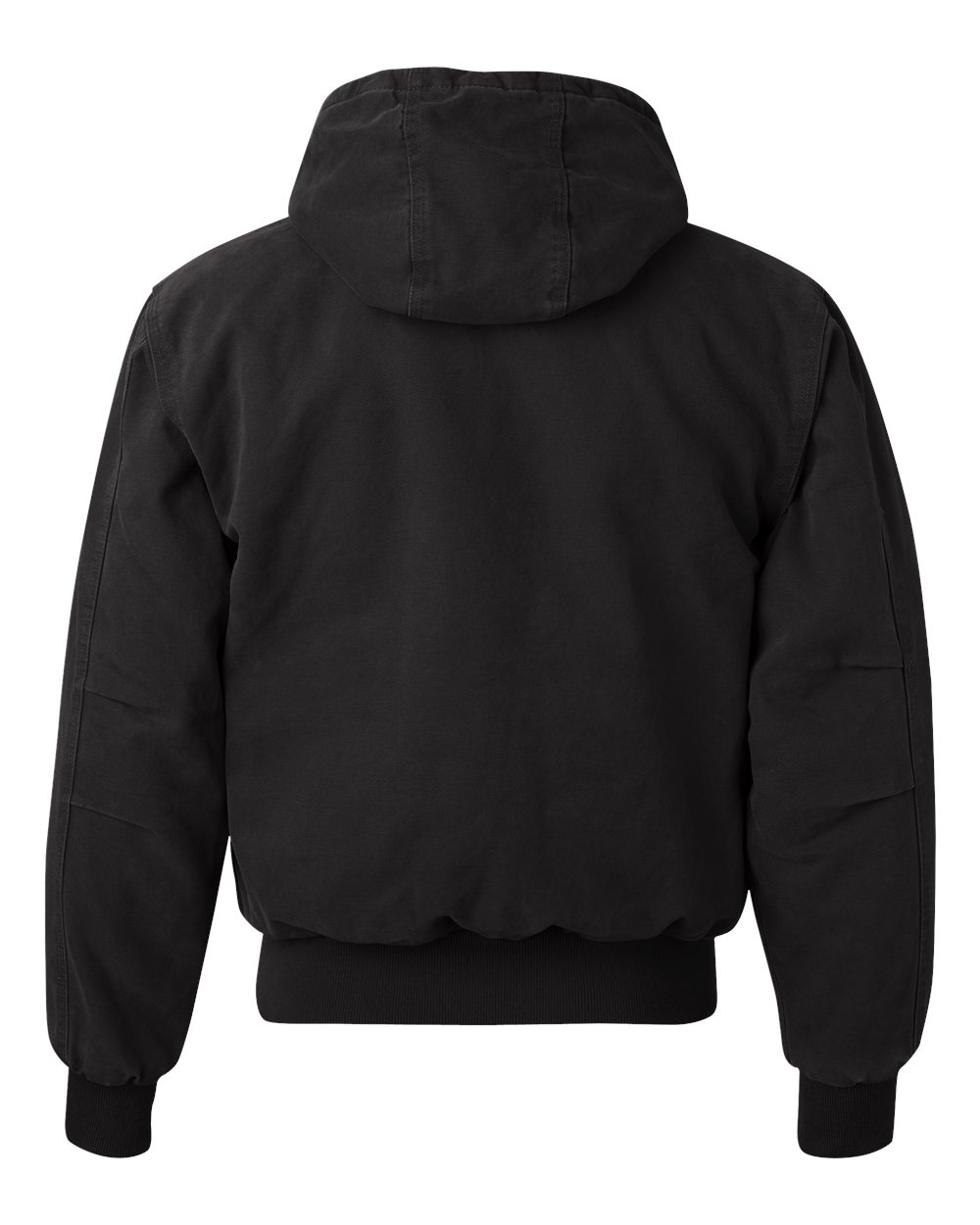 Rear View of Black Cheyenne Boulder Cloth™ Hooded Jacket with Tricot Quilt Lining - 5020