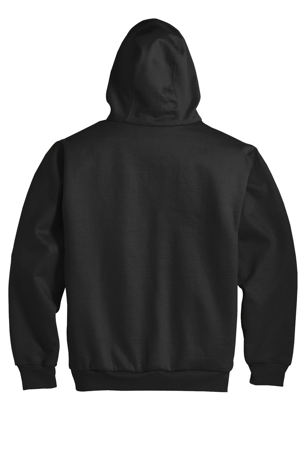 Rear View of Black CornerStone - Heavyweight Full-Zip Hooded Sweatshirt with Thermal Lining. CS620