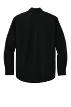 Rear View of Black CornerStone Long Sleeve Select Ripstop Shirt CSW174