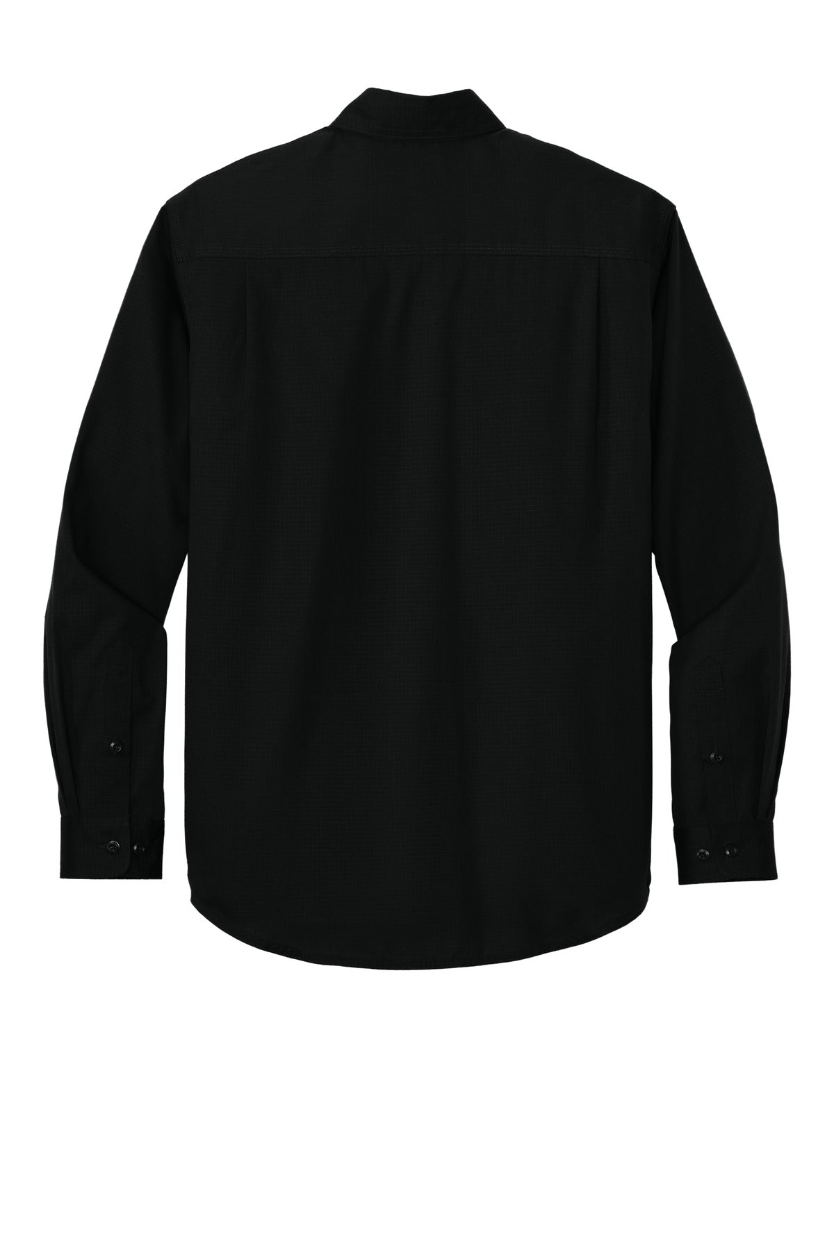 Rear View of Black CornerStone Long Sleeve Select Ripstop Shirt CSW174