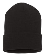 Rear View of Black Cuffed Beanie - 1501KC