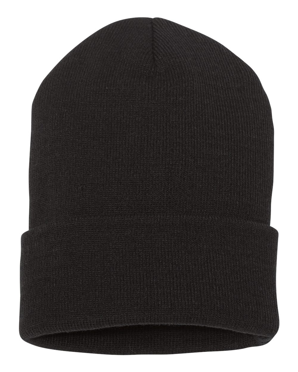 Rear View of Black Cuffed Beanie - 1501KC
