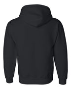 Rear View of Black DryBlend® Hooded Sweatshirt - 12500