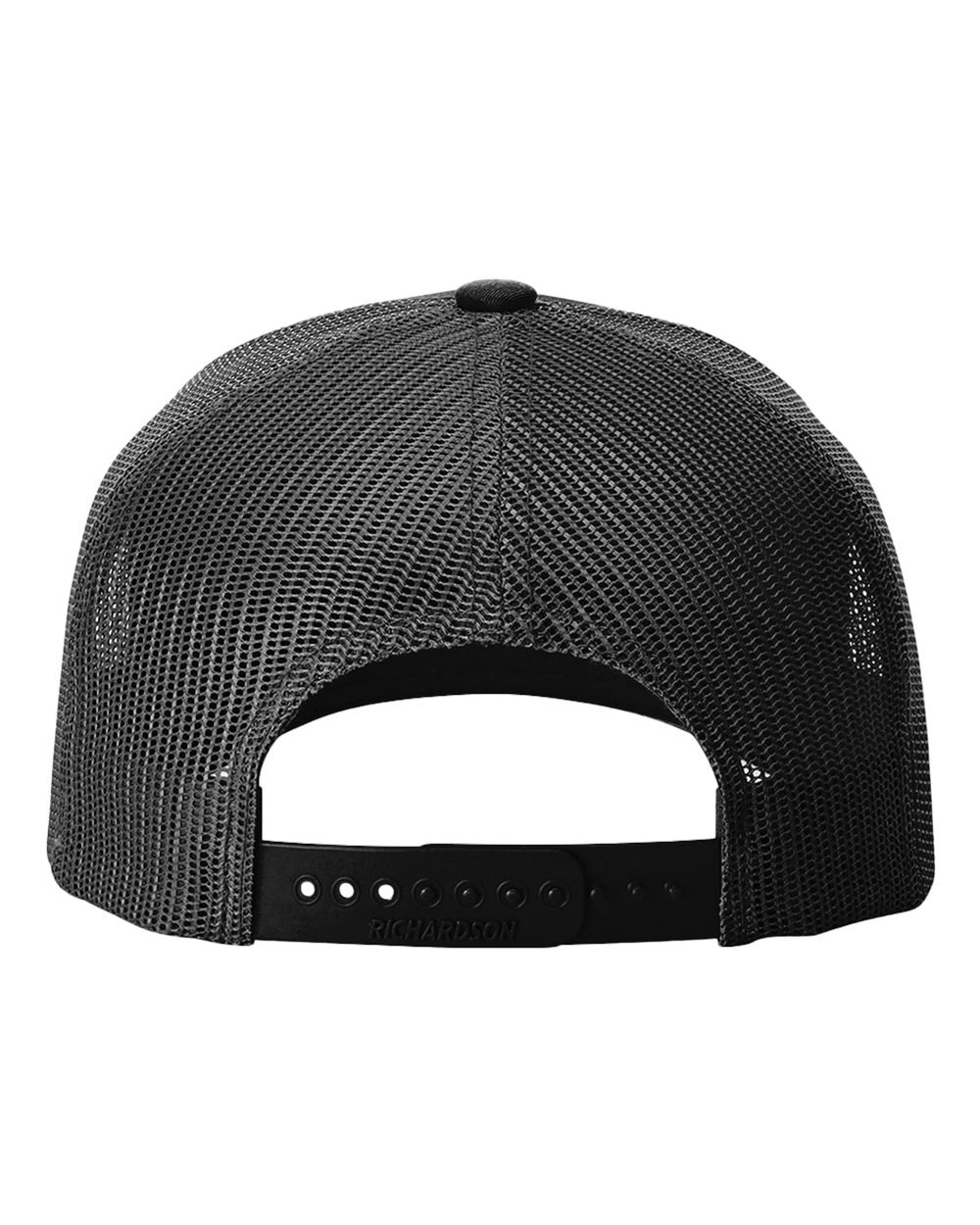 Rear View of Black Five-Panel Trucker Cap - 112FP