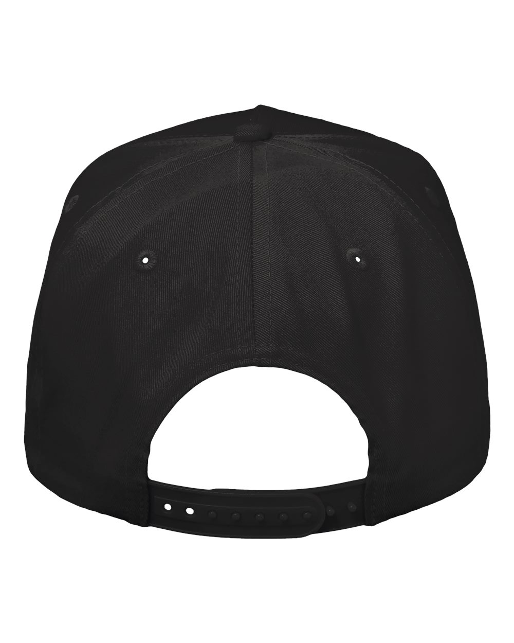 Rear View of Black Five-Panel Twill Cap - 8869