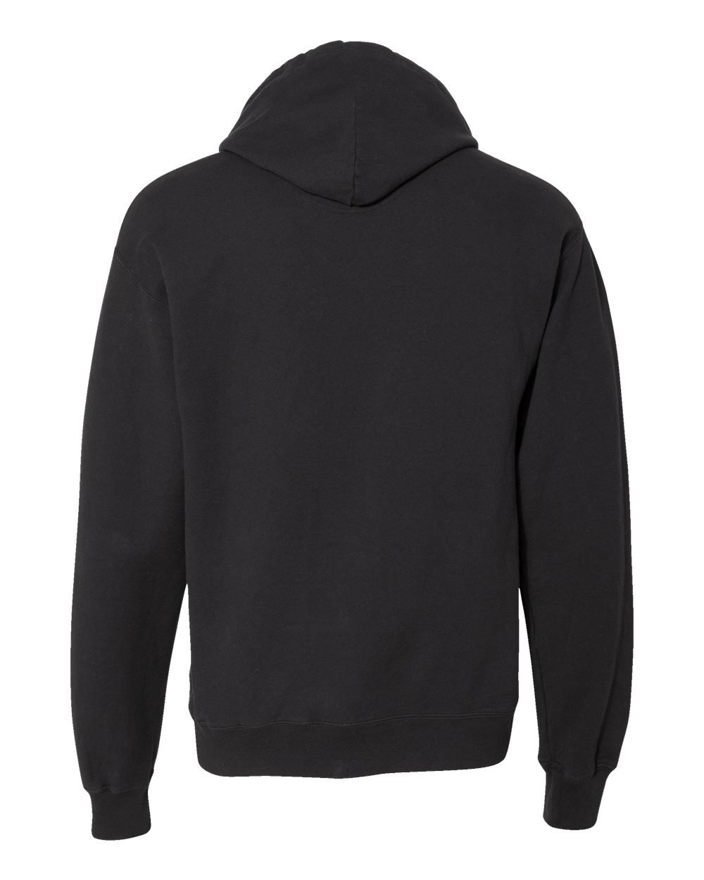 Rear View of Black Garment-Dyed Hooded Sweatshirt - GDH450