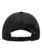 Rear View of Black Garment-Washed Trucker Cap - 111