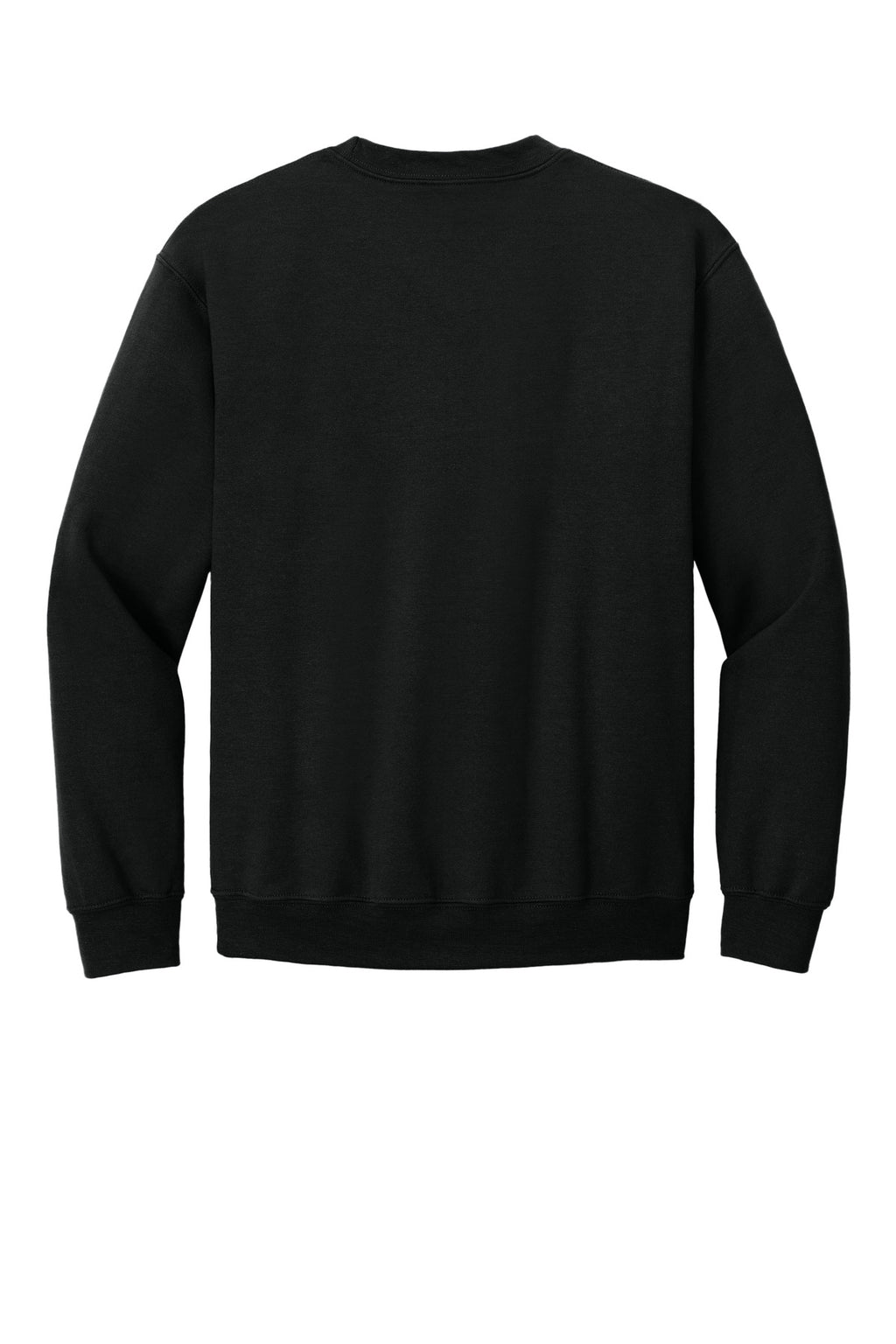 Rear View of Black Gildan Heavy Blend Crewneck Sweatshirt. 18000
