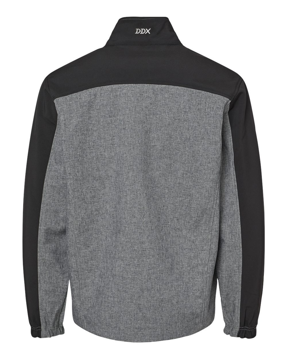 Rear View of Black Heather/ Black Motion Soft Shell Jacket - 5350