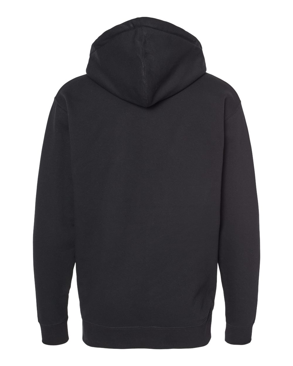 Rear View of Black Heavyweight Full-Zip Hooded Sweatshirt - IND4000Z