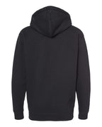 Rear View of Black Heavyweight Full-Zip Hooded Sweatshirt - IND4000Z
