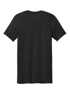 Rear View of Black Ht BELLA+CANVAS Unisex Heather CVC Short Sleeve Tee. BC3001CVC