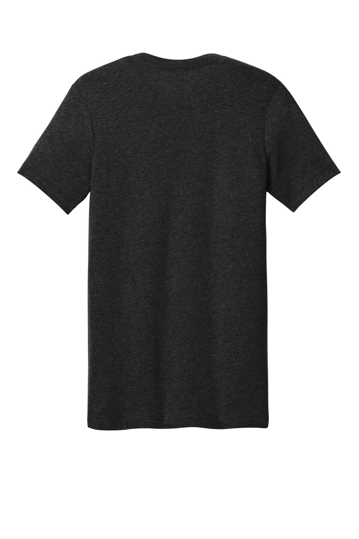 Rear View of Black Ht BELLA+CANVAS Unisex Heather CVC Short Sleeve Tee. BC3001CVC
