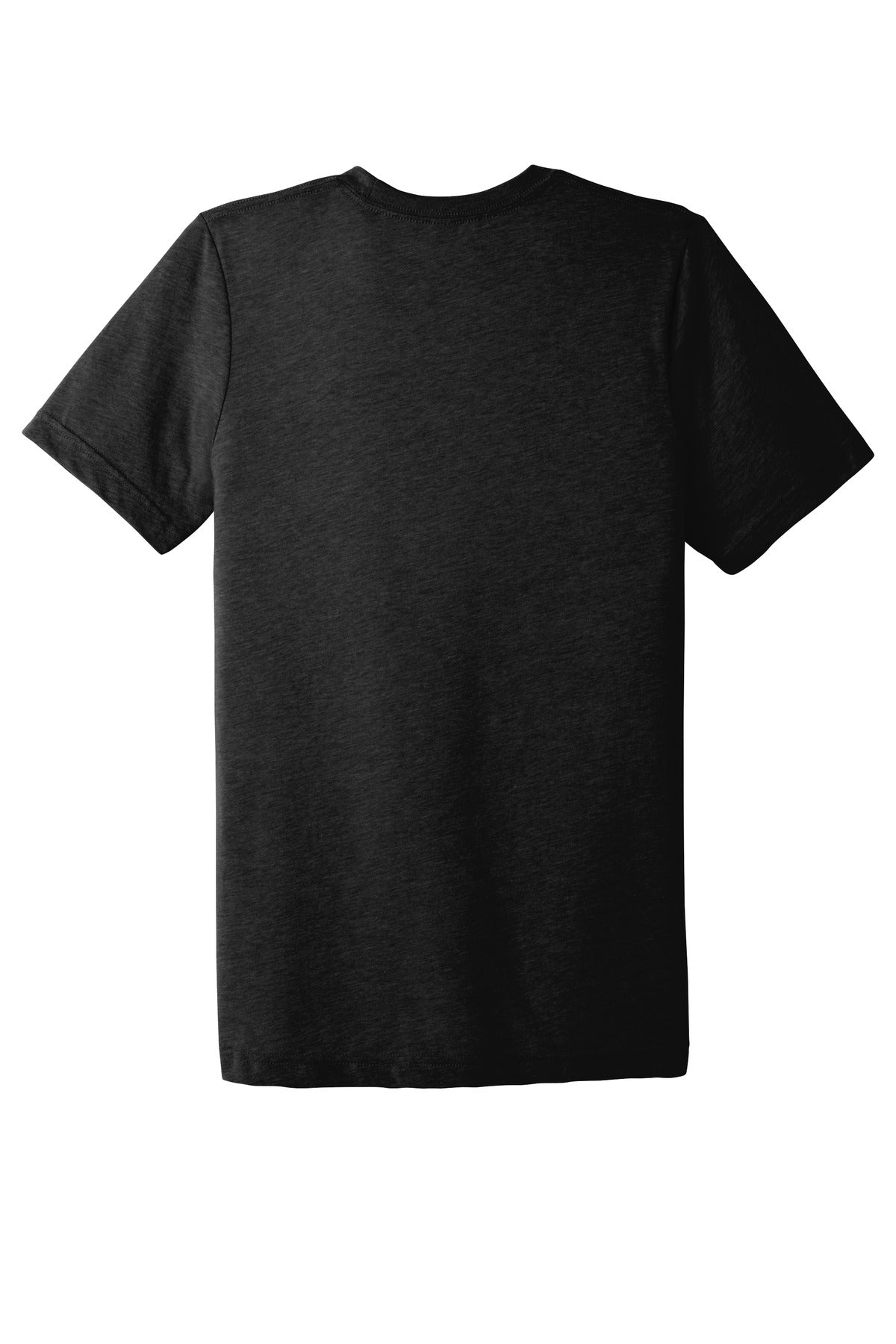 Rear View of Black Ht TB BELLA+CANVAS Unisex Triblend Short Sleeve Tee. BC3413