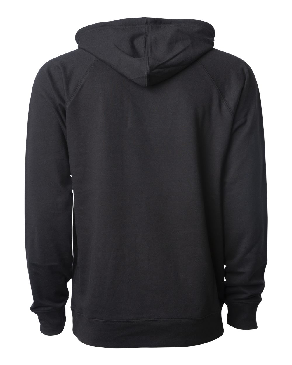 Rear View of Black Icon Lightweight Loopback Terry Hooded Sweatshirt - SS1000