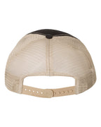 Rear View of Black/ Khaki Garment-Washed Trucker Cap - 111