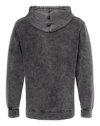 Rear View of Black Midweight Mineral Wash Hooded Sweatshirt - PRM4500MW