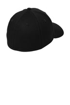 Rear View of Black New Era - Structured Stretch Cotton Cap. NE1000