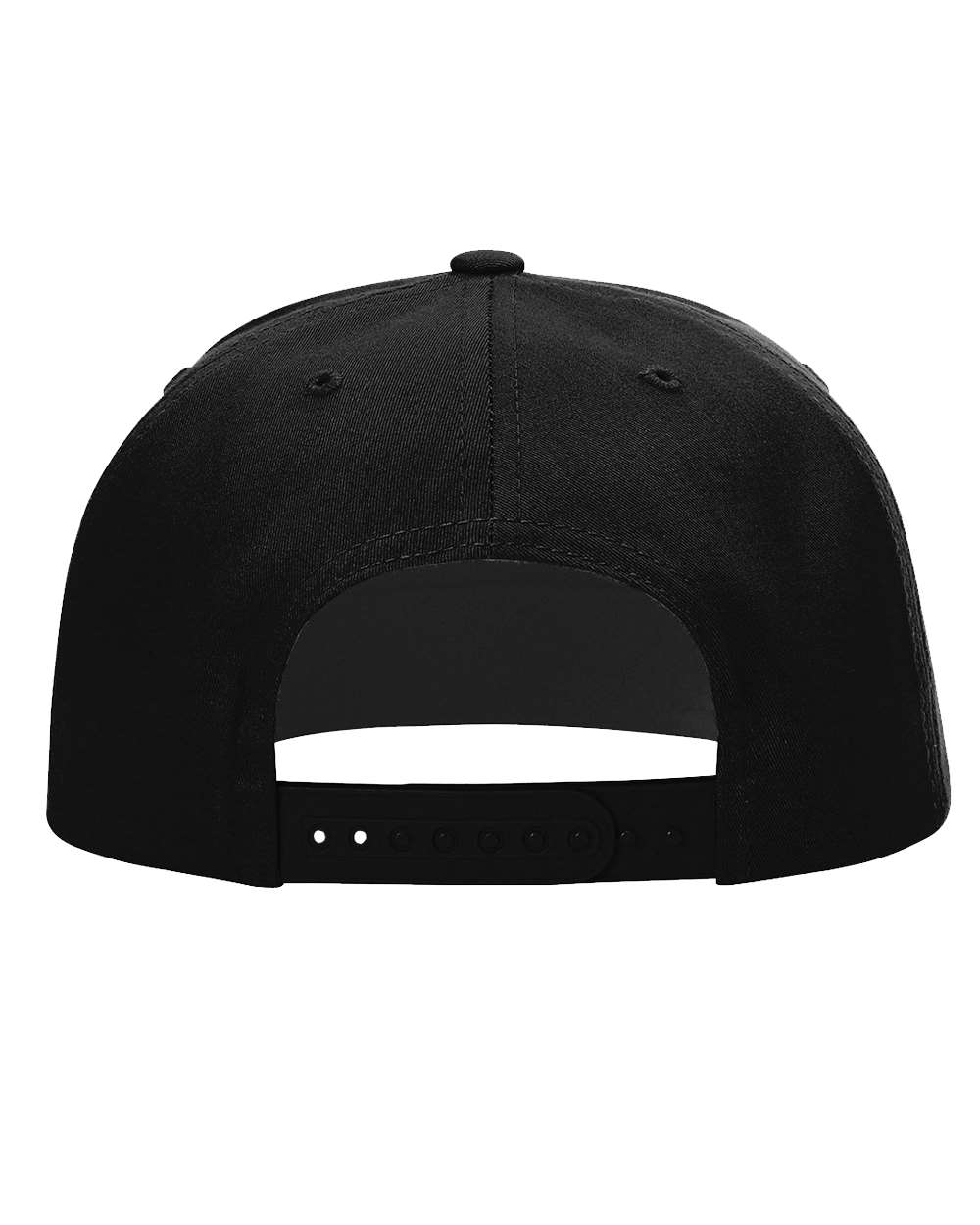 Rear View of Black Pinch Front Structured Snapback Trucker Cap - 255