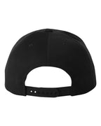 Rear View of Black Premium Flat Bill Snapback Cap - 6089M