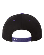 Rear View of Black/ Purple Premium Flat Bill Snapback Cap - 6089M