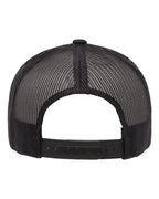 Rear View of Black Retro Trucker Cap - 6606