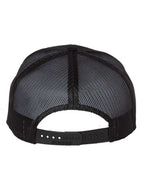 Rear View of Black Seven-Panel Trucker Cap - 168