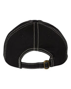 Rear View of Black/ Stone Stitch Bio-Washed Classic Dad Hat - VC300A