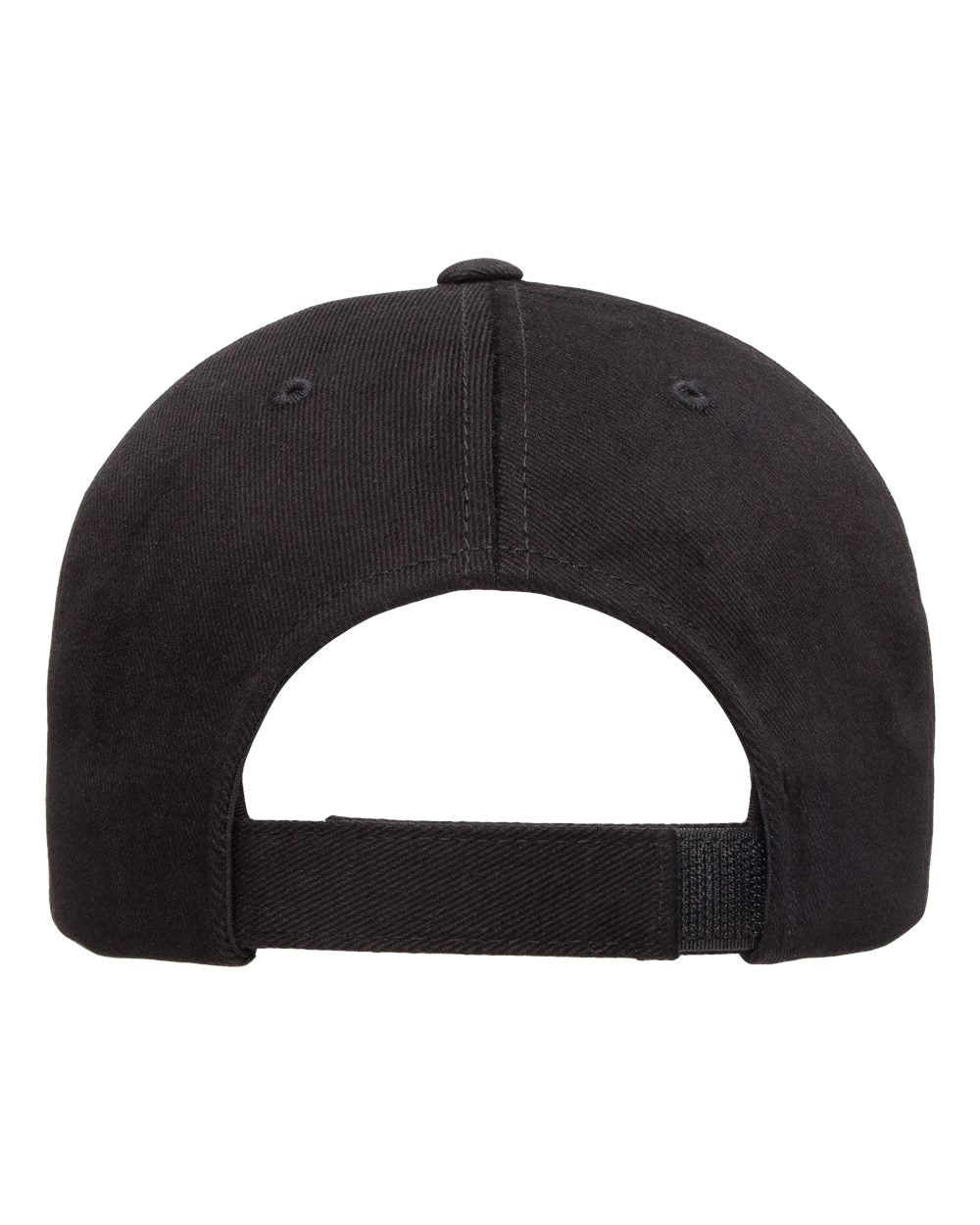Rear View of Black Structured Brushed Twill Cap - 6363V